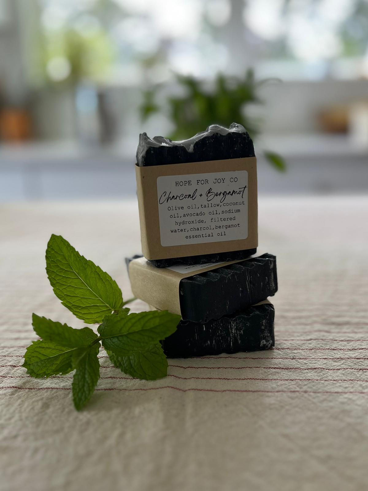 Charcoal + bergamot tallow soap