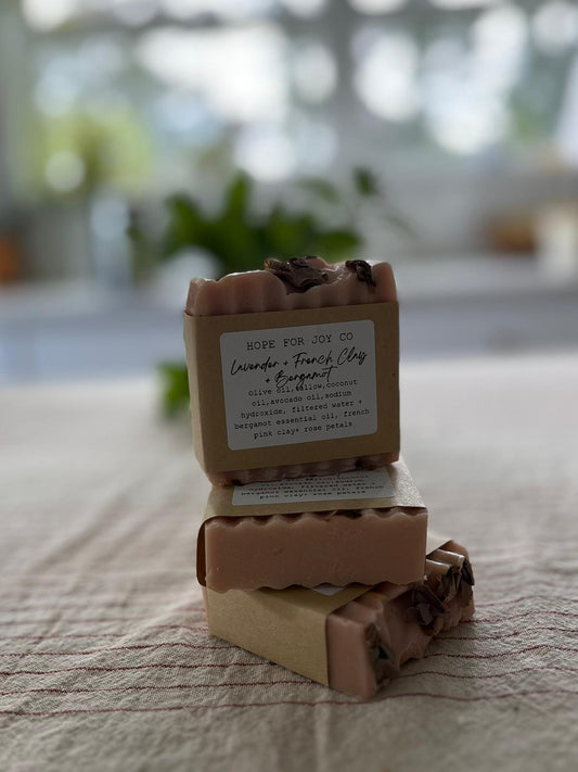 Lavender + French clay + bergamot tallow soap